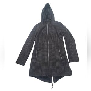 Michael Kors Women's Black Hooded Jacket, Houndstooth, Size Small
